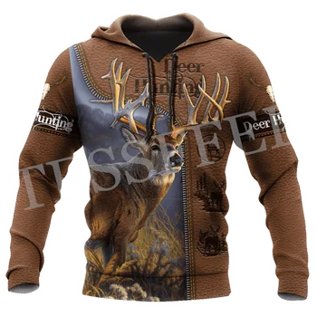 Custom Name Deer Hunting Animal Hunter Camo Cosplay Tattoo Retro 3DPrint Harajuku Casual Streetwear Pullover Jacket Hoodies X24