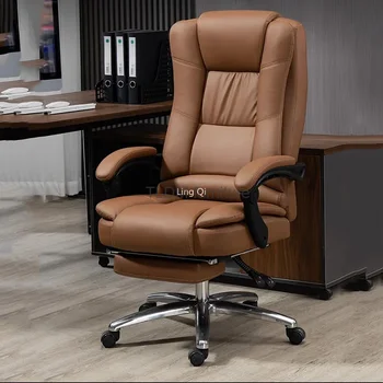 Prabangi masažo biuro kėdė Vykdomoji aukšta nugara Rudas patogus fotelis Ergonomiškas besisukantis slenkstis de baldų dekoravimas