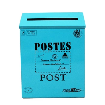Pašto dėžutė Senovinė metalinė pašto dėžutė Rūdims atsparus pašto laikiklis, tinkantis išoriniam mėlynam