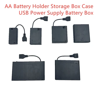 Nešiojamasis Mini 2 3 4 6 8 x AA akumuliatoriaus laikiklis Laikymo dėžutės dėklas USB maitinimo šaltinio akumuliatoriaus dėžutė LED juostos šviesai