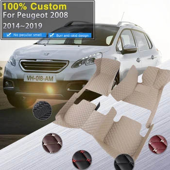 Automobilių grindų kilimėliai Peugeot 2008 A94 2014~2019 Prabangūs odiniai kilimėliai Kilimėliai Patvarus padas Kilimai nuo purvo Automobilių aksesuarai 2015 2016