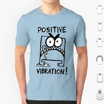 Teigiama vibracija! Marškinėliai Didelis dydis 100% Medvilnė Teigiama vibracija Požiūris Satyra Aštrūs dantys Švelnus seilių intensyvus monobrow
