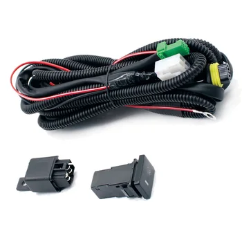 Laidyno lizdų rinkinys Laidai + jungiklis su LED indikatoriais Relės kabelis rūko žibintui 