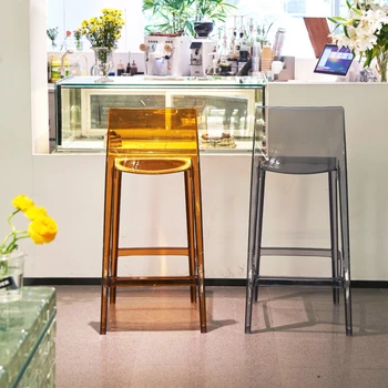 skaidrus akrilas Šiuolaikinės baro kėdės Valgomasis Registratūra Prekystalis Biuro baro kėdės Aukšto dizaino Cadeira Baro baldai MR50BC