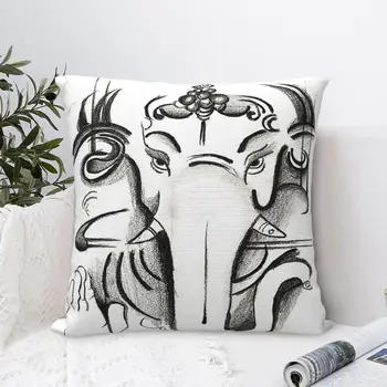 White Throw Pillow Case Hindu India God Indian Gods Lord Ganesh Cushion Home Sofa Chair Print Dekoratyvinis apkabinimo pagalvės užvalkalas