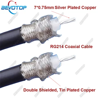 RG214 Koaksialinis kabelis 50 omų 50-7 RF bendraašis pigtail kabelis Dvigubai ekranuotas skarda padengtas varis Didelės galios mažas nuostolis BEVOTOP
