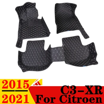 Automobiliniai grindų kilimėliai Citroen C3-XR C3XR 2015-21 Vandeniui atsparus XPE Leather Custom Fit Front & Rear FloorLiner Cover Auto Parts Carpet