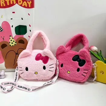 Naujas originalus japoniško stiliaus pūkuotas Hellokitty Crossbody krepšys Mielas Hello Kitty animacinis filmas Tote pečių krepšys