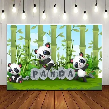 Panda Mielas animacinis filmas Bambuko zoologijos sodas Nuotraukų fonas Vakarėlio gimtadienio dekoravimo žaidimas Individualus fonas Kūdikio dušas Reklamjuostė Berniuko fotografija