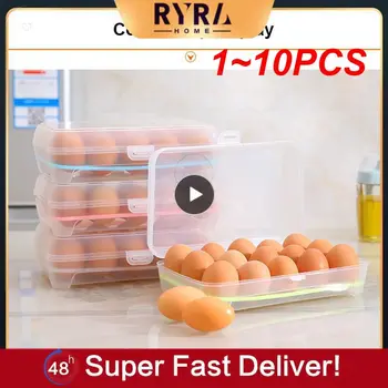 1 ~ 10PCS 15 tinklelių kiaušinių laikymo dėžutė Namų virtuvės reikmenys Šaldytuvas Kiaušinių konteineris Šviežiai laikomas dėžutės dėklas Daugiasluoksnis plastikas