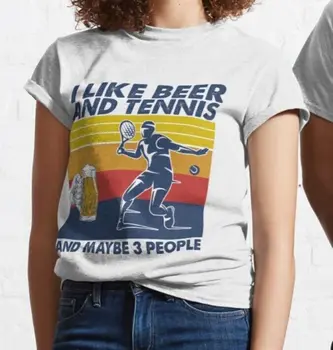 Man patinka alus ir tenisas Ir gal 3 žmonių marškinėliai - Juokingi teniso marškinėliai - Dovana