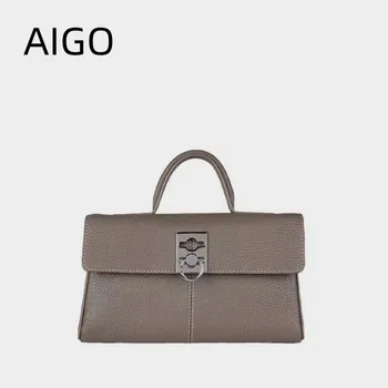 AIGO Niche Luxury Ladies Leather Shoulder Shoulder Bag Wallet Shoulder Messenger Rankinė Trapecijos formos krepšys Crossbody krepšiai moterims Bolas