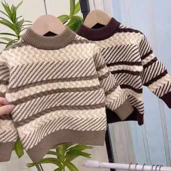 Berniukai Megztiniai Ruduo Žiema Vaikai Megzti viršutiniai drabužiai Megztiniai Kūdikių megztiniai Drabužėliai Mažyliai Vilnoniai megztiniai Vaikams 5 metai