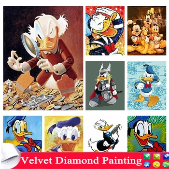 Disney Diy 5d Full Diamond Cartoon Duck Donald Duck Retro Plakato kryžiaus siuvinėjimas Pilnas paketas Mozaikos siena Fono iliustracija AAA297